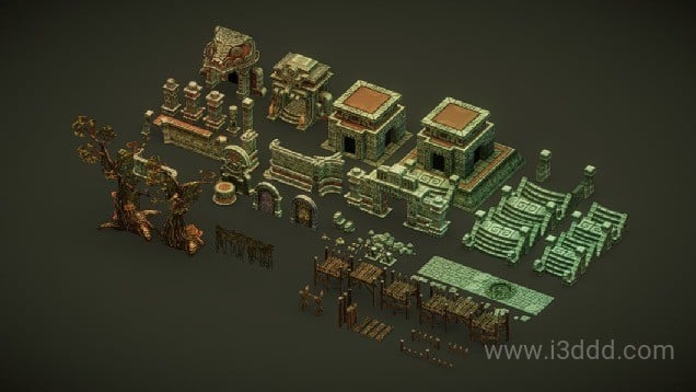 卡通 Q 版玛雅神庙神殿遗迹遗址场景 – Mayan Temple – Hand Painted Series