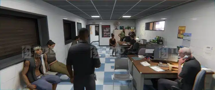 Blender 写实警局办公大厅场景模型