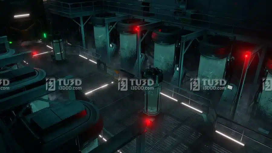 Blender科幻玻璃容器休眠舱实验室场景