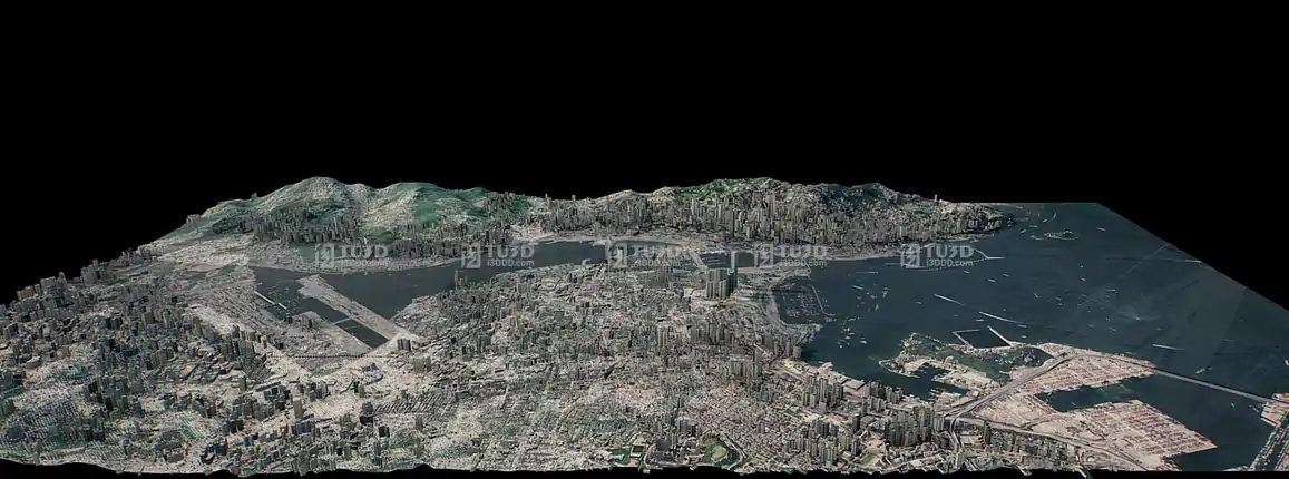 Blender大湾区香港城市扫描3D场景模型