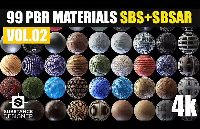 99个PBR材质 第2卷 – 99 PBR Substance Designer Materials Vol.02