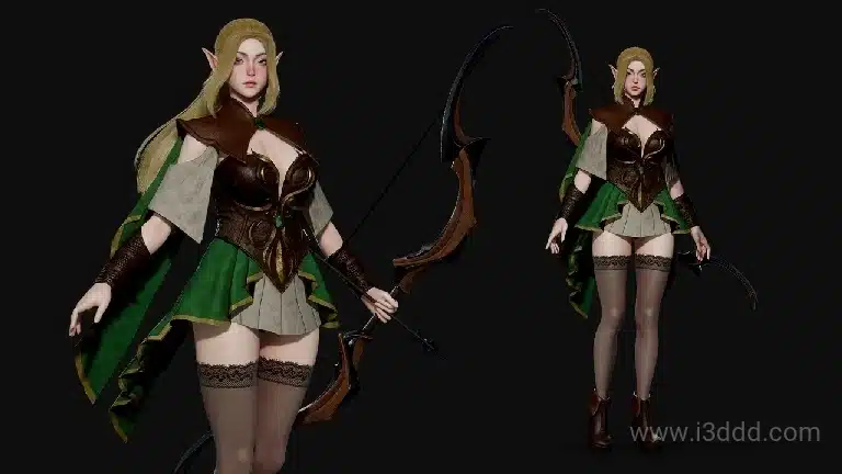 幻想游戏精灵女弓箭手角色模型 – Elven Archer