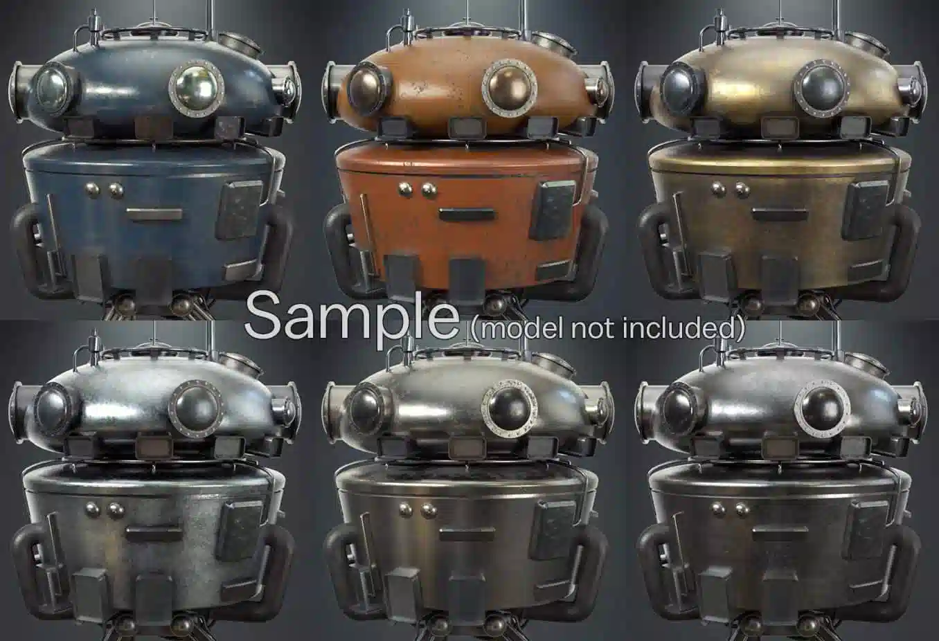 18款机器人金属Substance Painter智能材质 – 18 Robot Metal Smart Materials