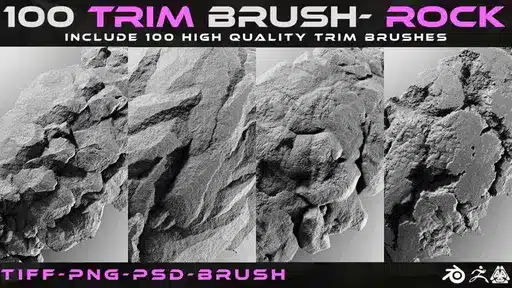 100 款岩石修整笔刷 – 100 Rock Trim Brushes