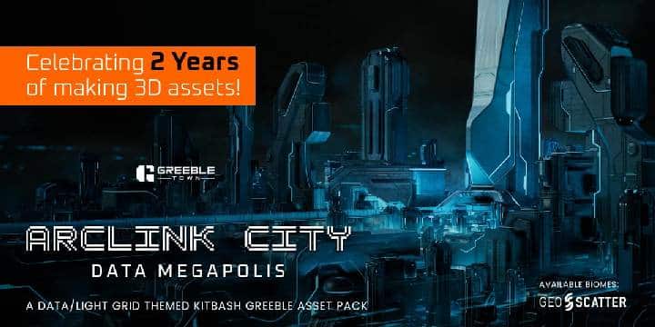 ArcLink 数据大都会 科幻城市套件 – Arclink City Data Megapolis Kitbash