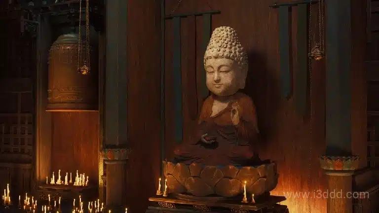 神圣门槛 亚洲寺庙内部环境套件 – The Sacred Threshold – Asian Temple Interior Environment Kit