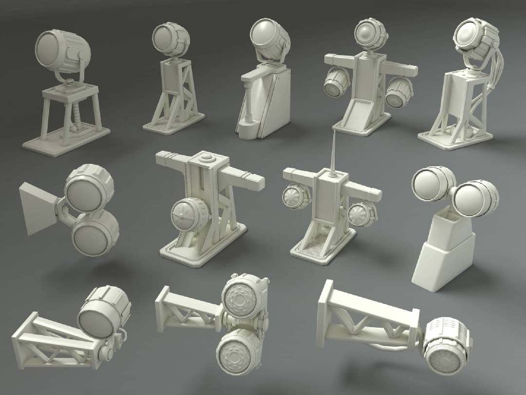 低多边形灯具套装 12 款 – Low Poly Lamps Set (12 Pcs)
