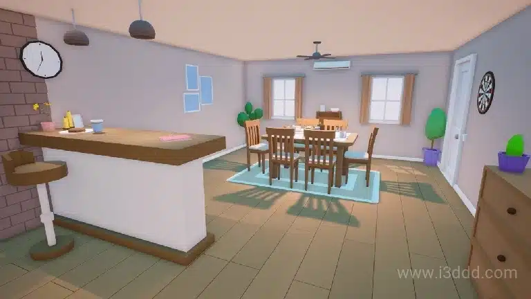低多边形卡通房屋内部 Low Poly Cartoon House Interiors