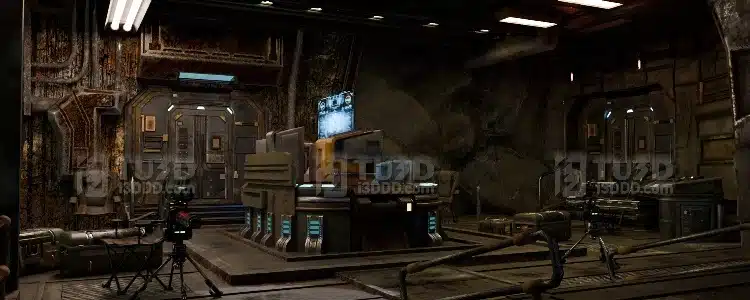 Blender 科幻地下指挥室场景模型