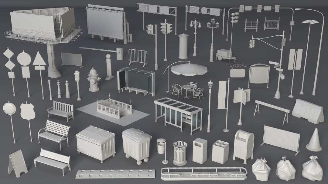 街道资源合集第 1 卷（60 个部件）- Street Assets Vol.1 (60 Pcs)