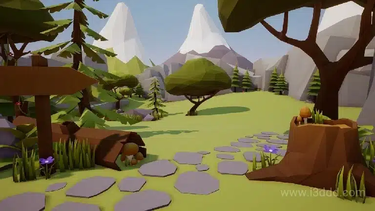 低多边形卡通自然环境树木花草 Low Poly Nature Pack