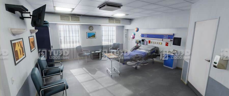 Blender医院医疗中心室内场景模型