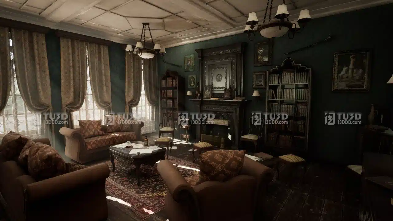 Blender民国风维多利亚客厅影视场景