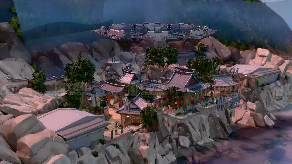 Blender 中式科幻山谷场景模型