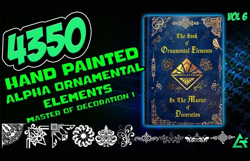 手绘装饰贴花元素 第6卷 – 4350 Hand Painted Alpha Ornamental Elements Vol.06