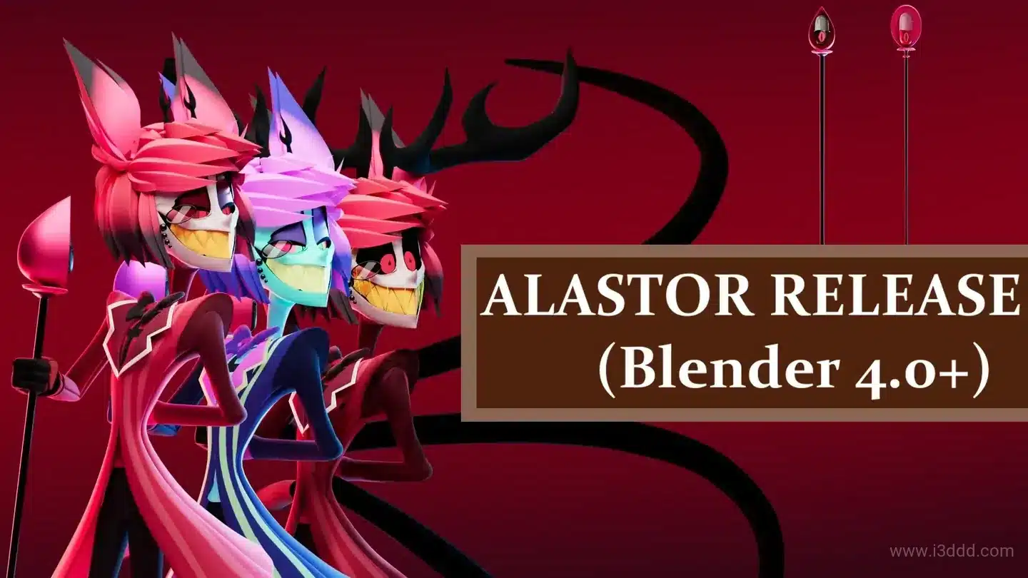 地狱客栈 阿拉斯托 角色模型 (Blender 4.0+) – Alastor Hazbin Hotel (Blender 4.0+)