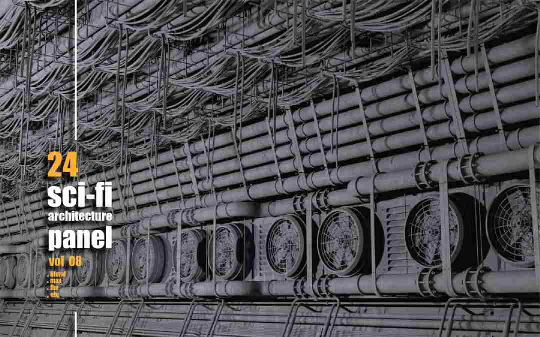 24 组科幻建筑面板素材包 第 8 卷 – 24 Sci-Fi Architecture Panels Kitbash Vol.08