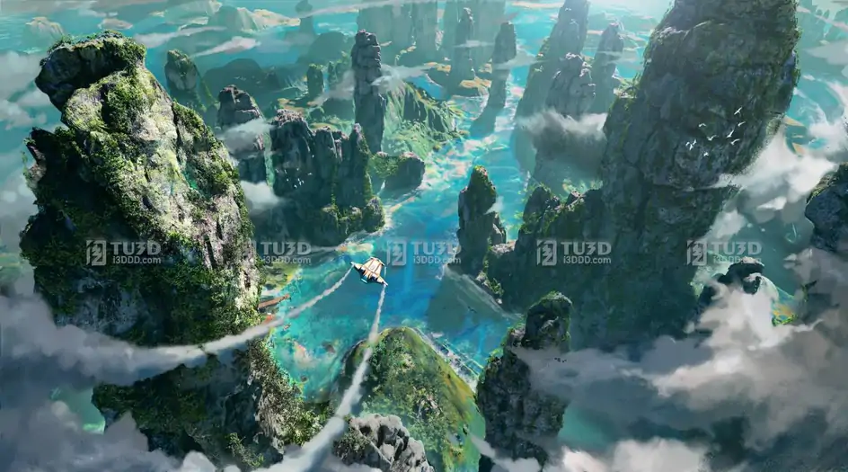 Blender科幻国风写实山水山脉3D场景