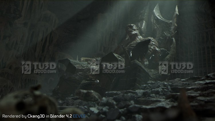 Blender 暗黑风格溶洞地牢场景模型