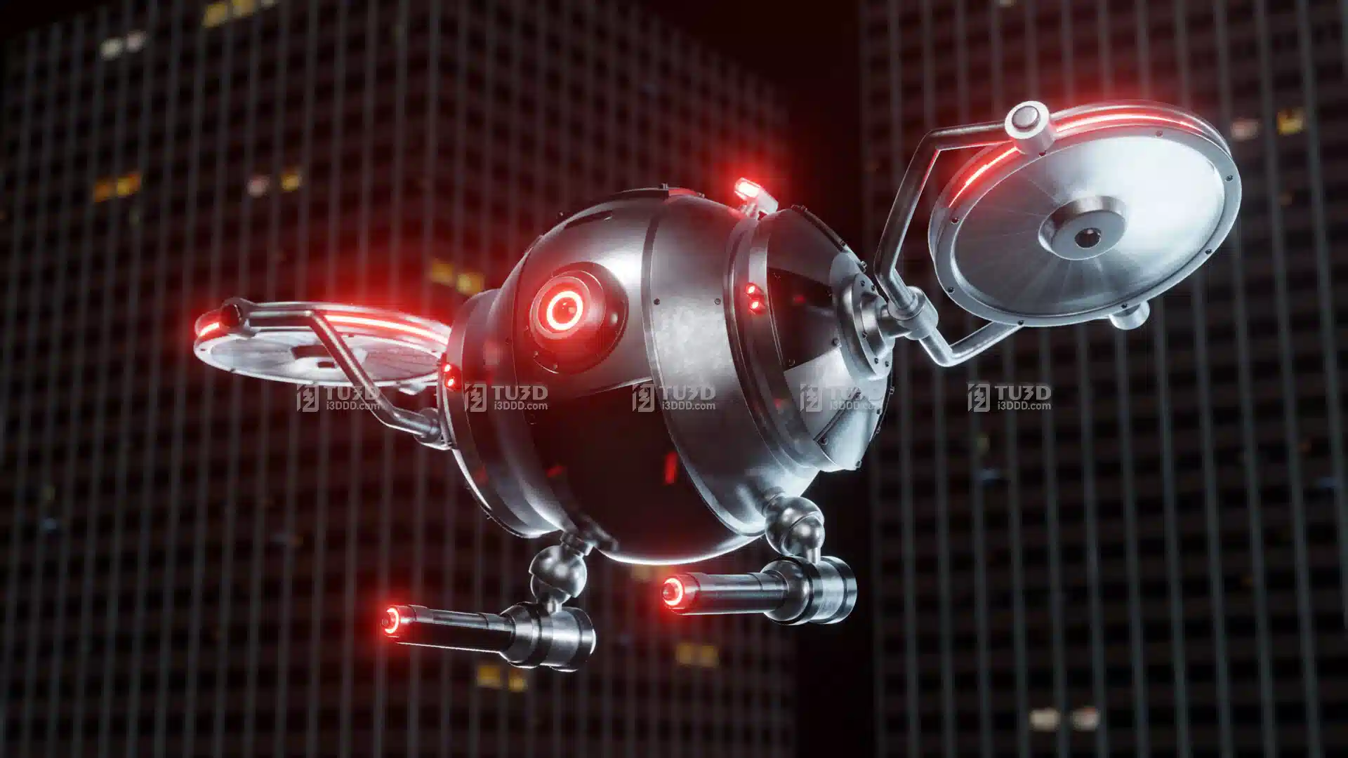 Blender未来科幻无人机侦察器模型