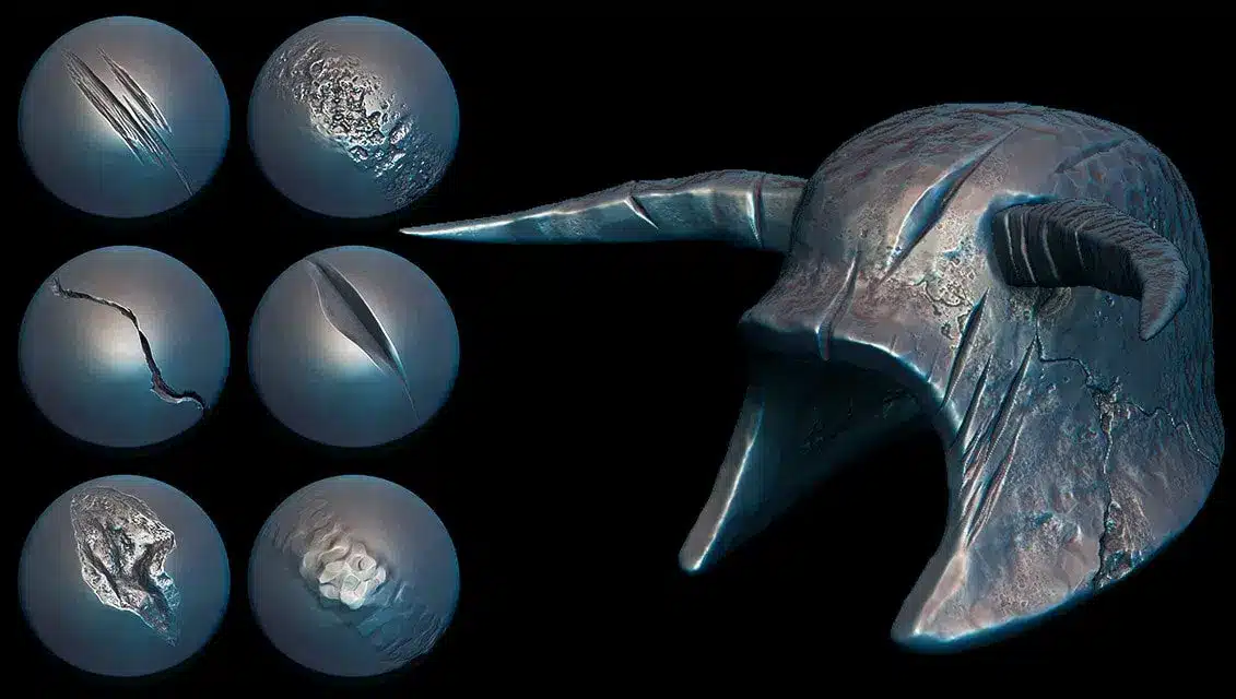 金属表面与损伤效果笔刷套装 – Metal Surfaces & Damages Brushes for ZBrush