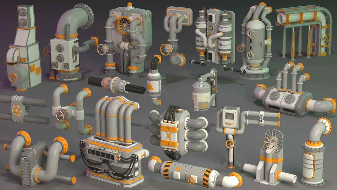 墙面管道机械道具套装 1（20 件套）- Wall Pipe Mechanism Props Vol.1 (20 Pcs)