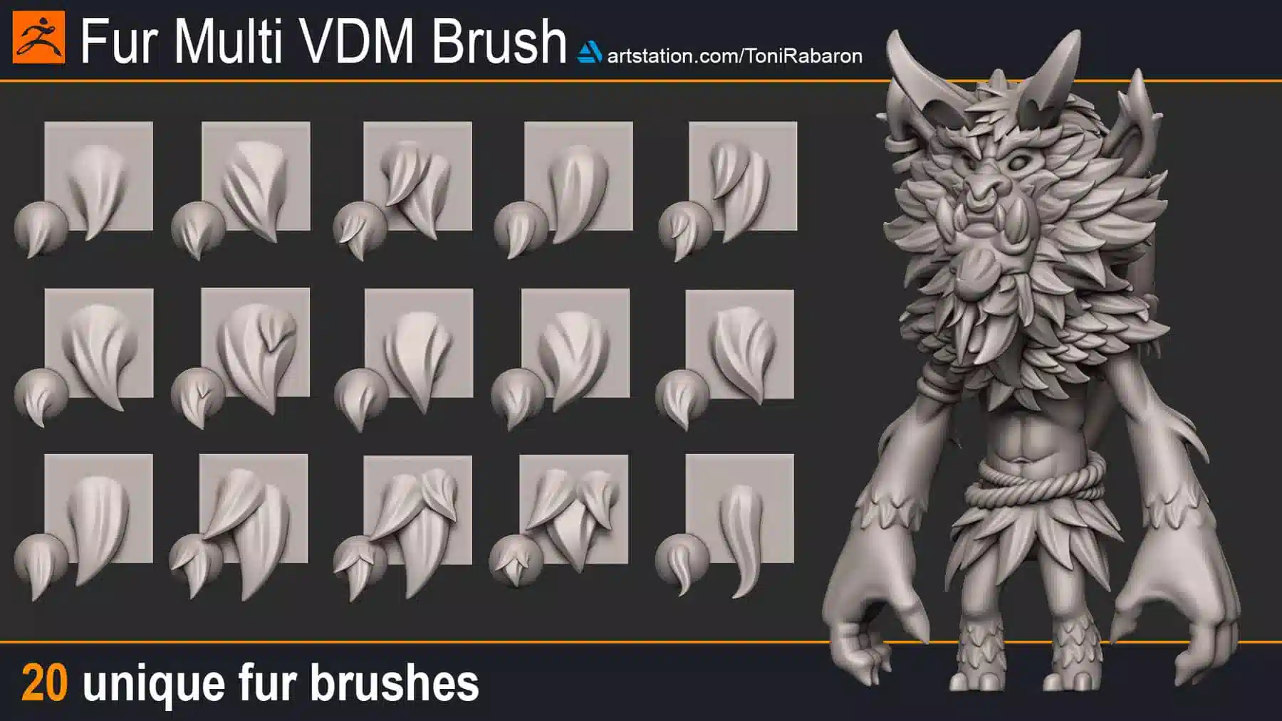 卡通毛发多功能 VDM 笔刷 – Cartoon Fur Multi VDM Brush