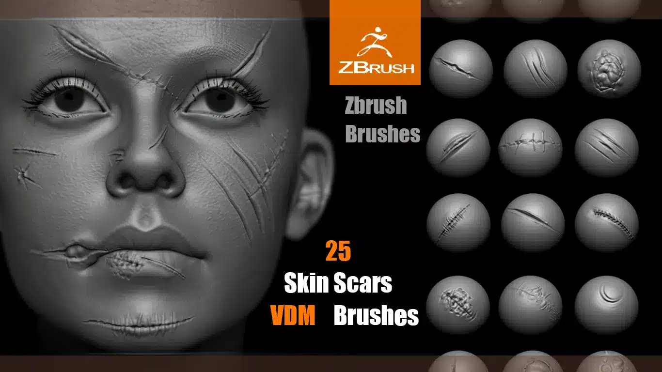 ZBrush 疤痕 VDM 笔刷 – ZBrush Scars VDM Brush