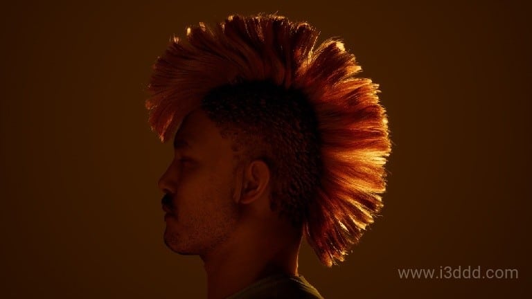 数字人鸡冠头发型 – MetaHair 32- Groom hair for Metahuman