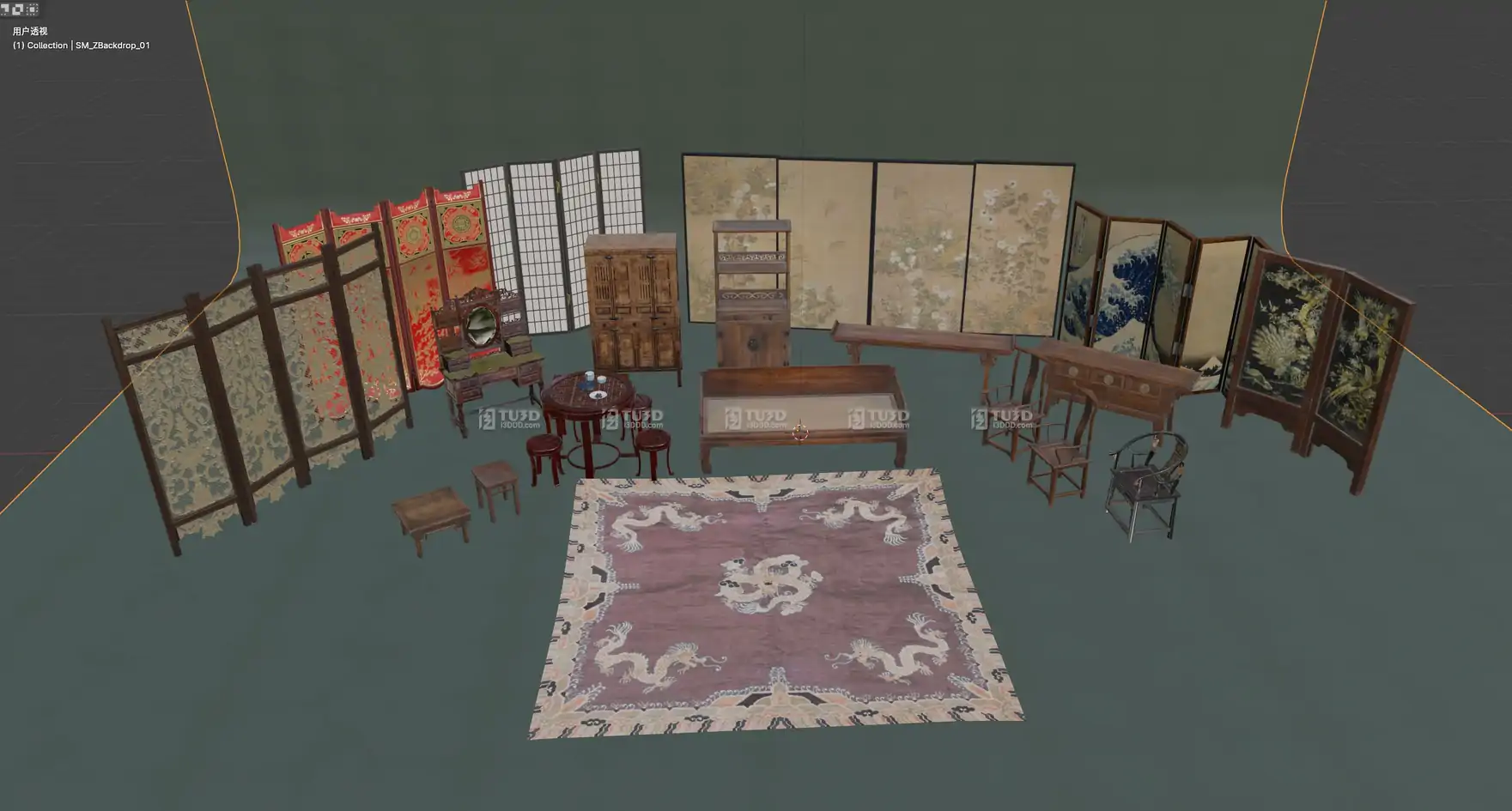 Blender中国古代家具合集模型