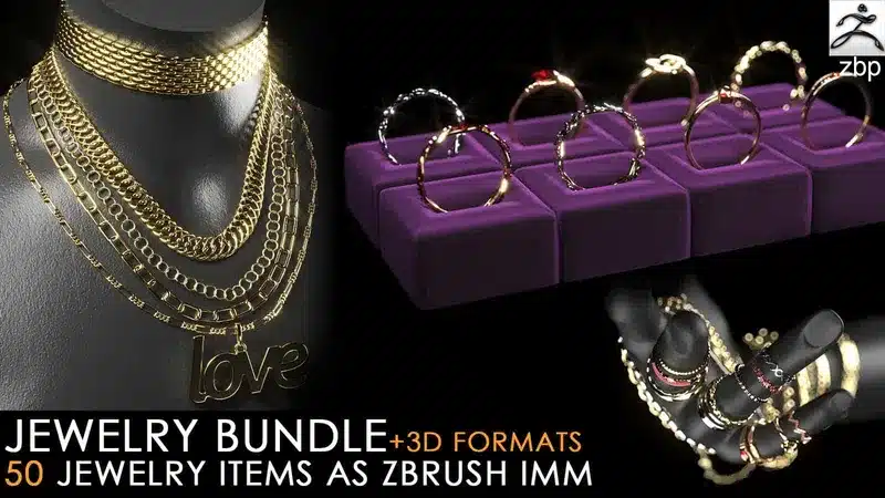 珠宝 IMM 笔刷 + 3D 打印格式 – Jewelry IMM Brush + 3D Print Format