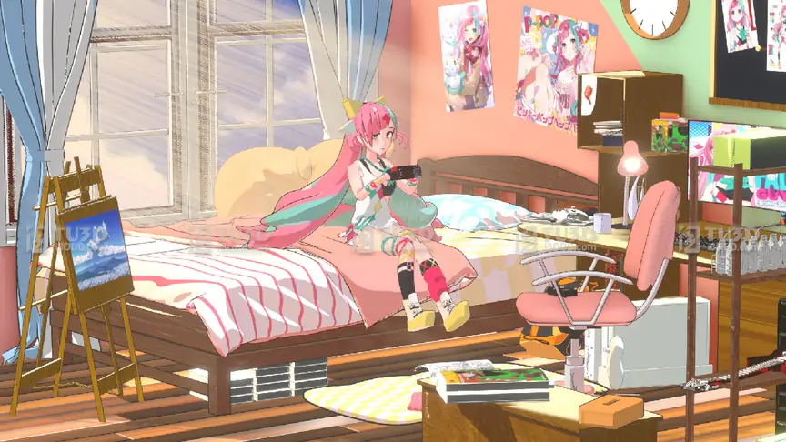 Blender三渲二电竞少女粉色房间场景工程