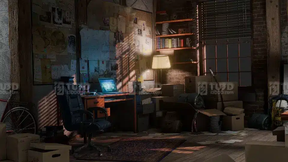 Blender 写实复古悬疑风格的室内环境场景