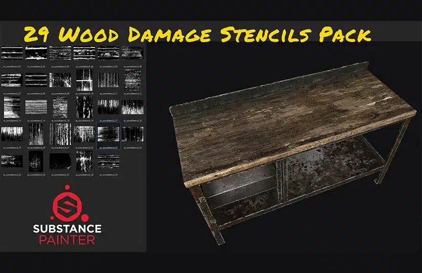 破损木纹 – 29 Wood Damage Stencils Pack