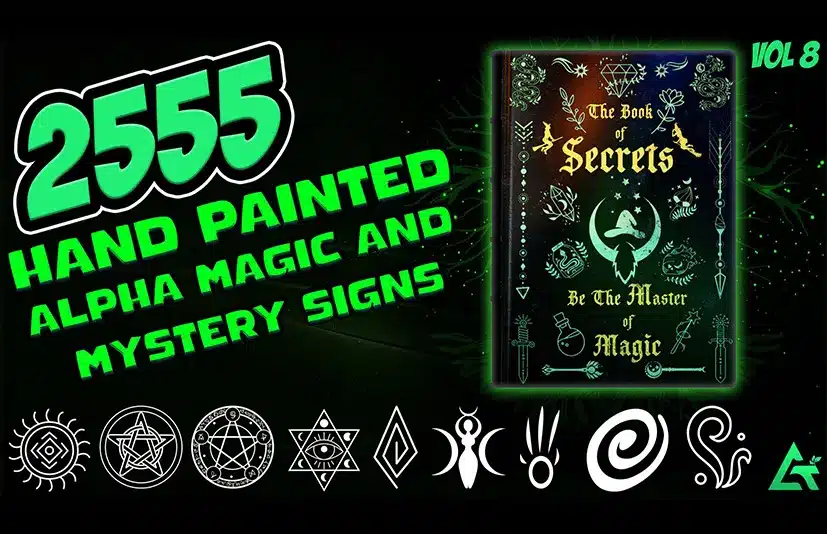 魔法元素与神圣符号 Alpha 包 – 2555 Hand Painted Magic & Sacred Alpha Elements Vol.8
