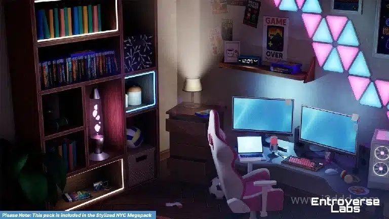 风格化的纽约游戏室 Stylized New York Gaming Room (Interior Modular NYC Environment)