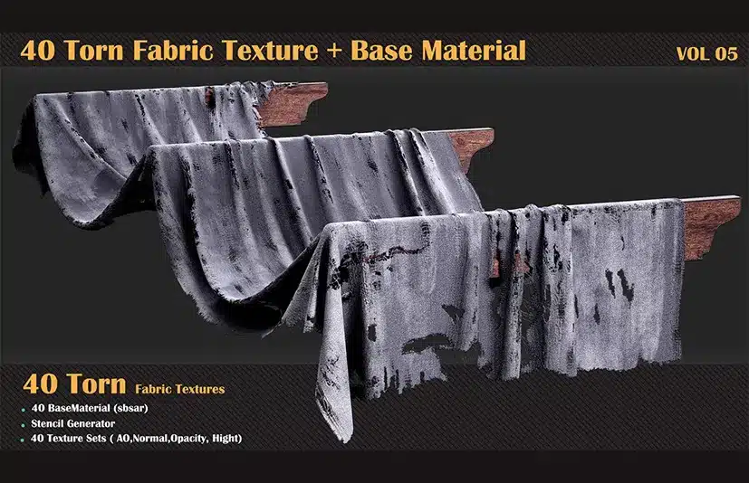 破损的布料贴图 第5卷 – 40 Torn Fabric Texture Vol.05