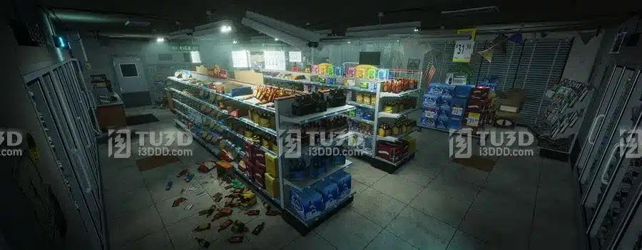 Blender便利店超市货架场景模型