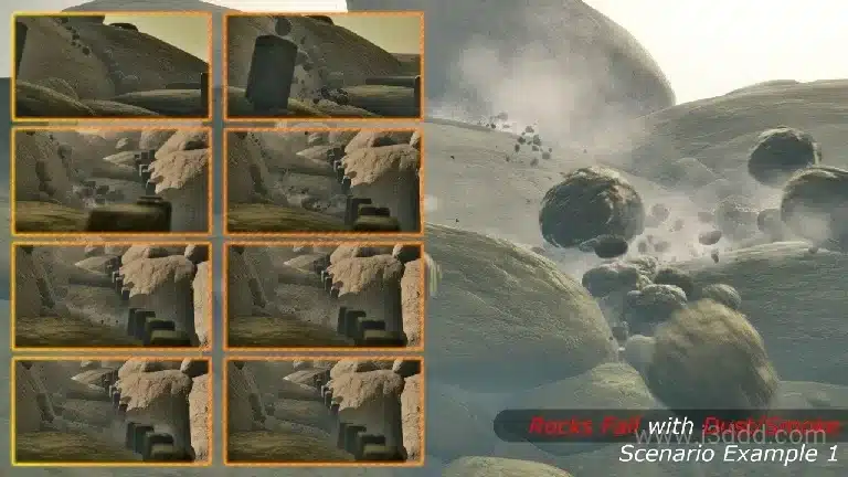 岩石坠落粒子音效特效 – Rock Fall Niagara with Sound