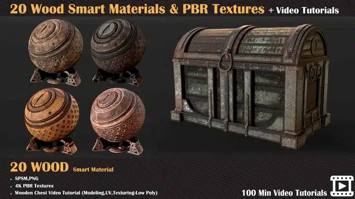 20种木纹智能材质+PBR纹理 – 20 Wood Smart Materials + PBR Textures