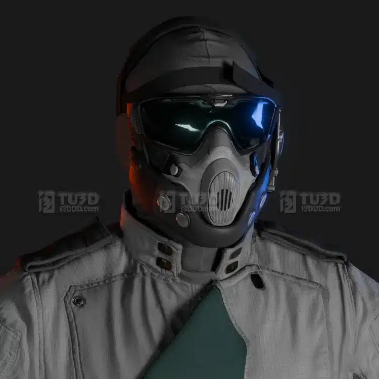Blender 写实未来风格防护面具战术士兵绑定模型