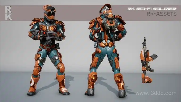 科幻赛博朋克战士带动画 – RK Sci-Fi Soldier