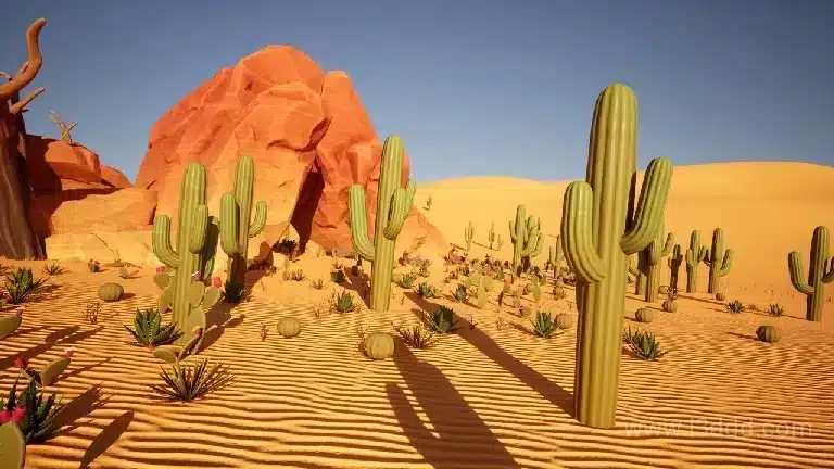 风格化沙漠岩石仙人掌环境 Stylized PBR Desert Pack
