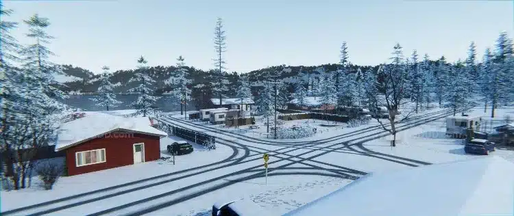 Blender 奇异人生 2 风格冬季房车营地场景模型