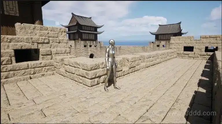 国风城楼建筑土墙城墙场景 – Enchanting Asian Castle