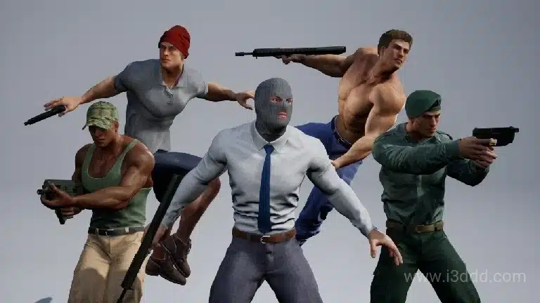 风格化歹徒匪徒犯罪人物角色 – Modern Male Pack