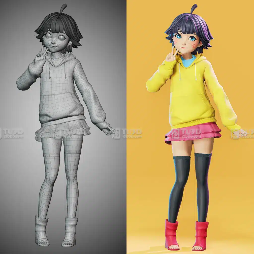 Blender向日葵角色3D游戏模型（带绑定+8K贴图）