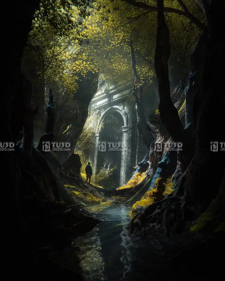 Blender森林梦境幻想废土3D场景工程