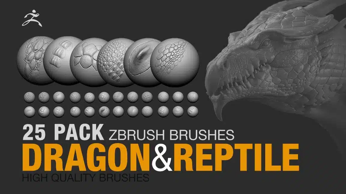 25 款龙类 & 爬行动物笔刷套装 – 25 Dragon & Reptile Brushes