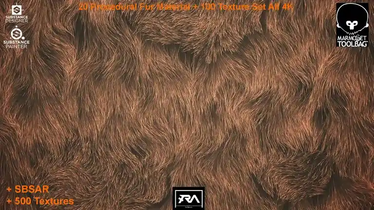 20种程序化毛发材质 – 20 Procedural Fur Materials